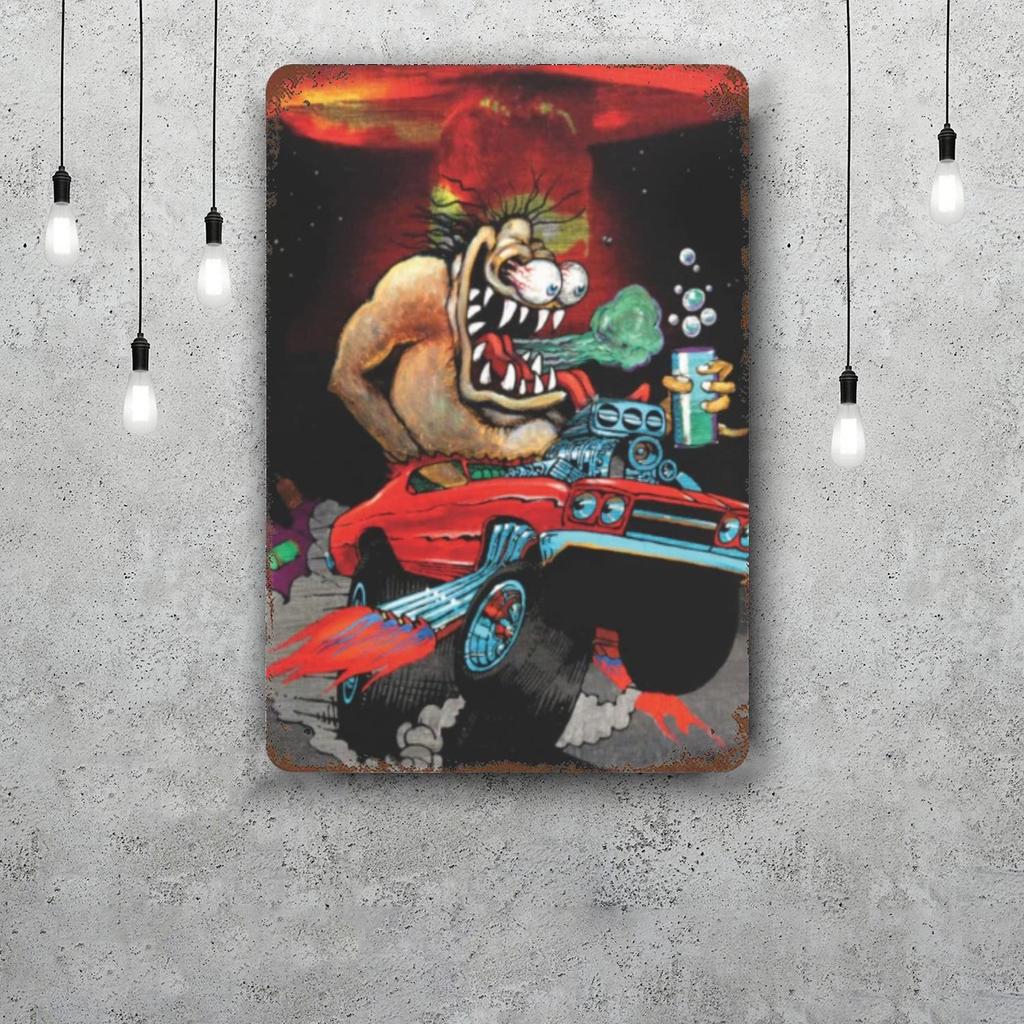 Rat Fink Vintage Metal Tin Signs Posters Decor Retro Metal Plaque Wall Art Decor for Garage Bar