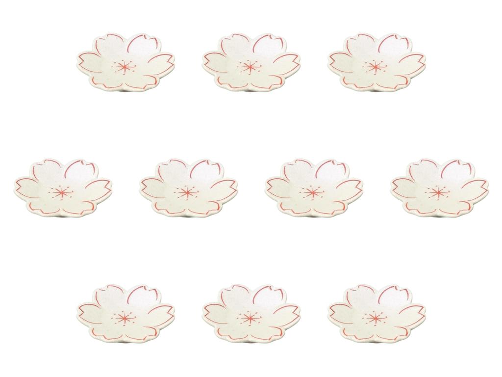 Set of 10 Saiko Akae Sakura Small Plates x Delicacies Setomonohonpo [6.1 1.2 cm]