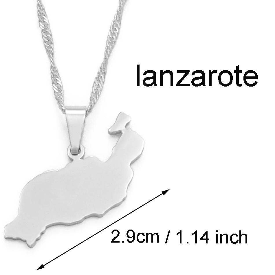 Spanien Kanarische Inseln Teneriffa/Gran Canaria/Fuerteventura/La Palma/Lanzarote Kartenanhänger Halsketten Damen Mädchen Schmuck #120121