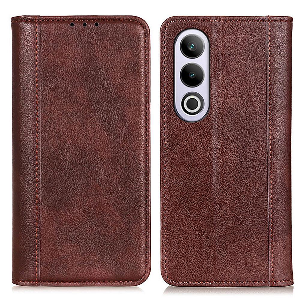 

For OnePlus Nord CE4 5G Magnetic Case Litchi Texture Split Leather Phone Cover Brown