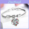 Pulseira Coração de Amor com Pedras Coloridas Inlaid para Membros da Família Presente Perfeito**