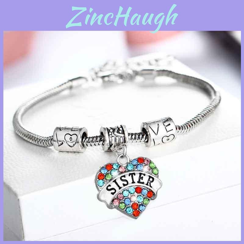 Family Members Inlaid Colorful Rhinestone Love Heart Bracelet Perfect Gift**