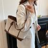 Korean Version Contrasting Color Large Capacity 2025 New Fashion Commuting Simple Foreign Style Texture Single Shoulder Portable Tote Bag Women