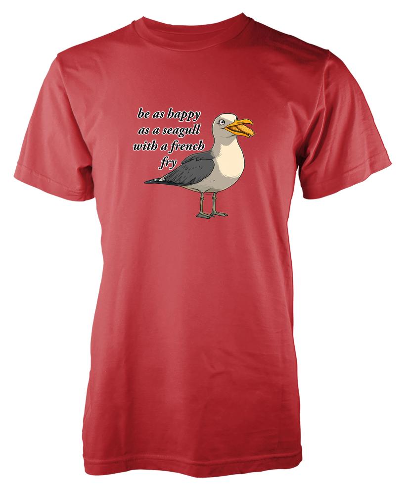 Bnwt Be As Happy As A Seagull With French Fries Adult TShirt Funny Bird Lover S