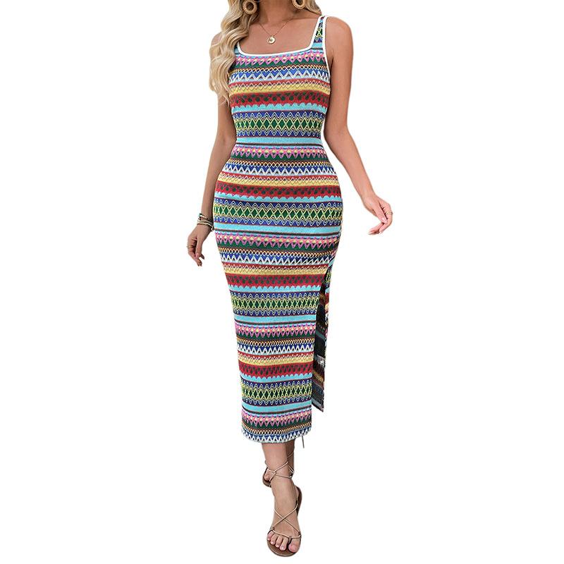 Products In Europe And The United StatesHigh-End Long Skirt Slip Casual Striped Resort Style Dopamine Seaside Dress