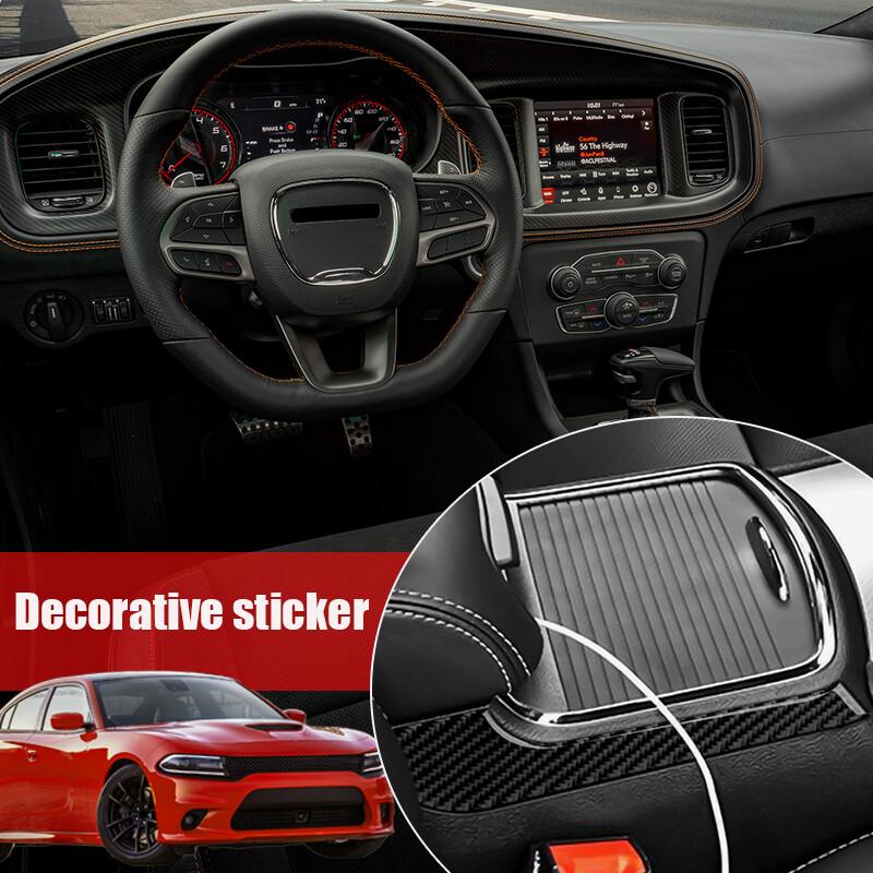 2Pcs For Dodge Charger 15-2022 Carbon Fiber Center Console Cup Holder Side Cover