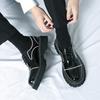 Men Oxfords Black Platform Elevator Punk Lacing Shoes Height Increase Thick Sole Leather Shoes