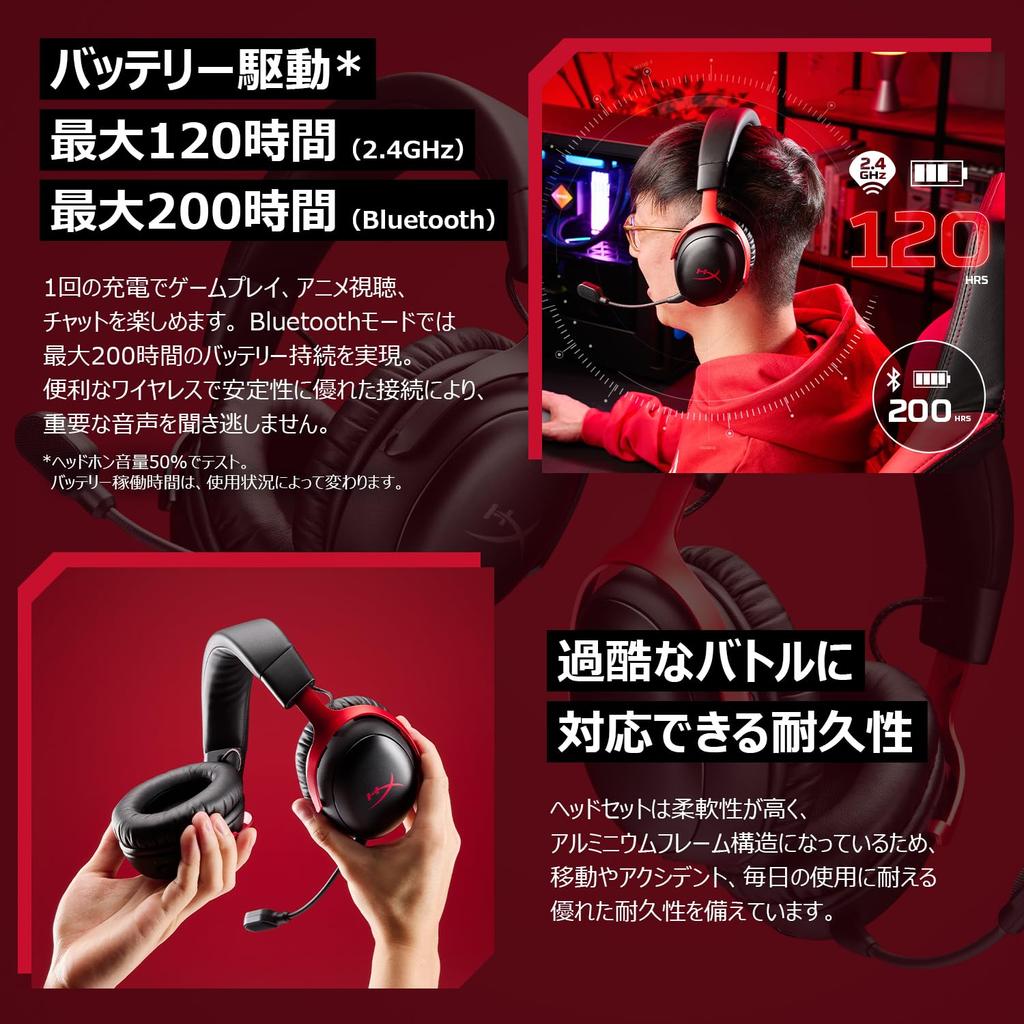 HYPERX Cloud III S Wireless Gaming Angled 53mm DTS Spatial Up To 120 Hours of Continuous Nintendo A59YZAA Headset, 2.4GHz Bluetooth, Drivers,
