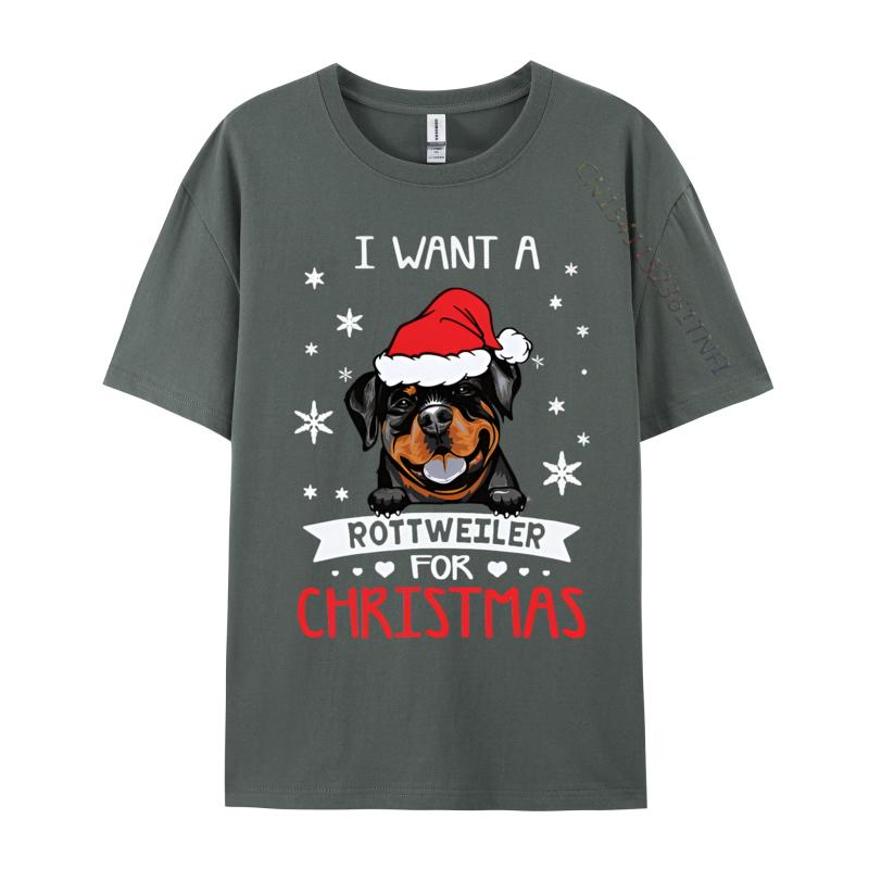 Wholesale I Want For Christmas Is A Rottweiler Dog Tshirt Black Printed On T Shirts Cotton Tops Tees for Boys