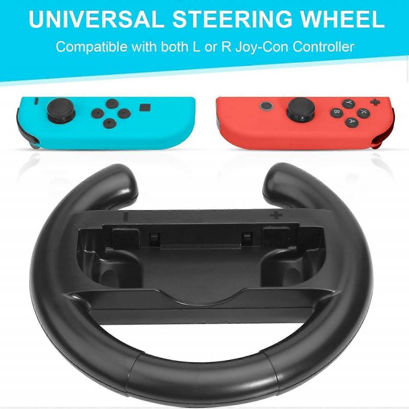 JoyHood Steering Wheels for Switch/Switch OLED, Joy-Con Steering Wheel Compatible with Mario Kart 8 Deluxe [2 Pack] - Black