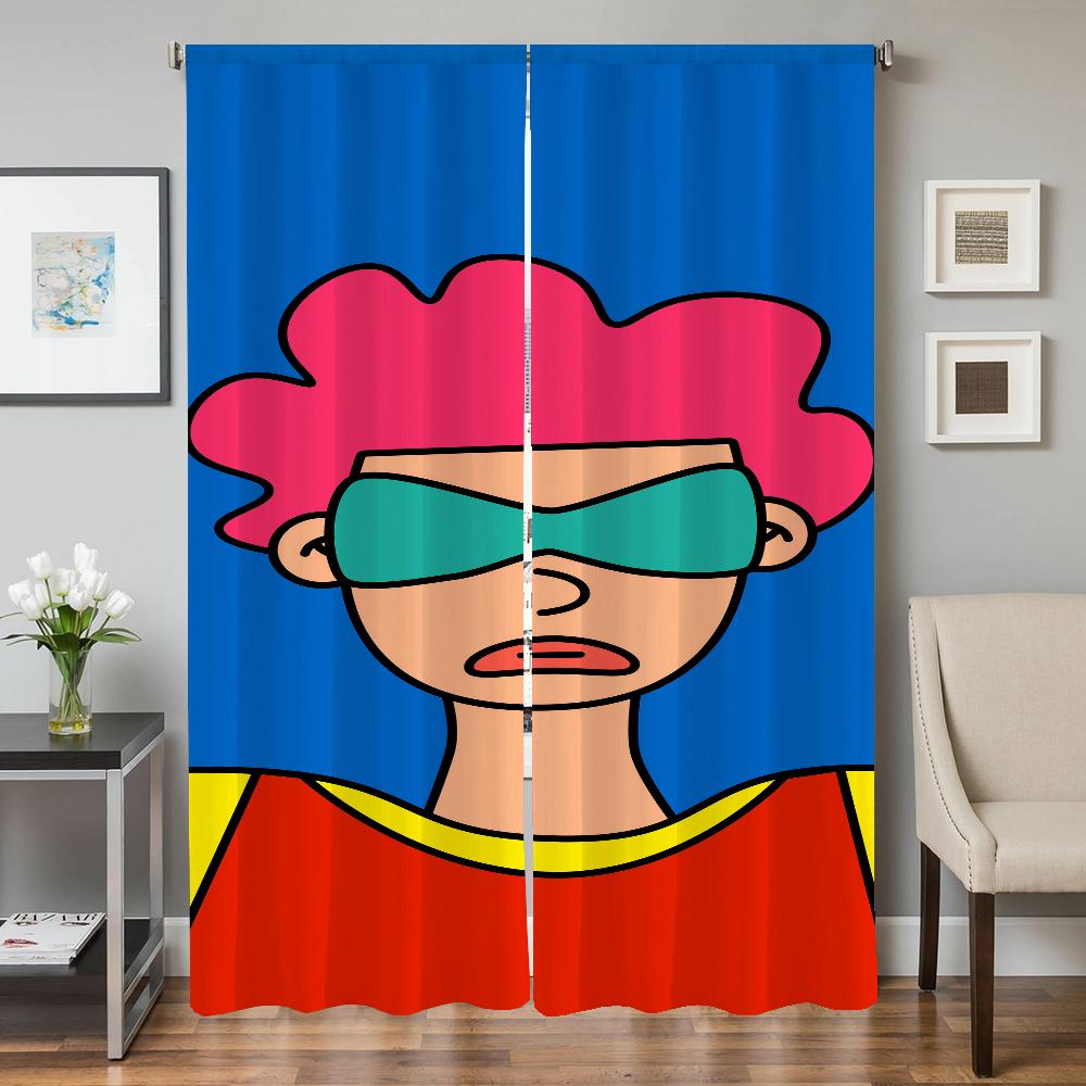 Window Kitchen Curtains for Living Room 2 Pieces Blackout Curtains Door Curtain Homemade Girl Bedroom Decoration Partition Shade
