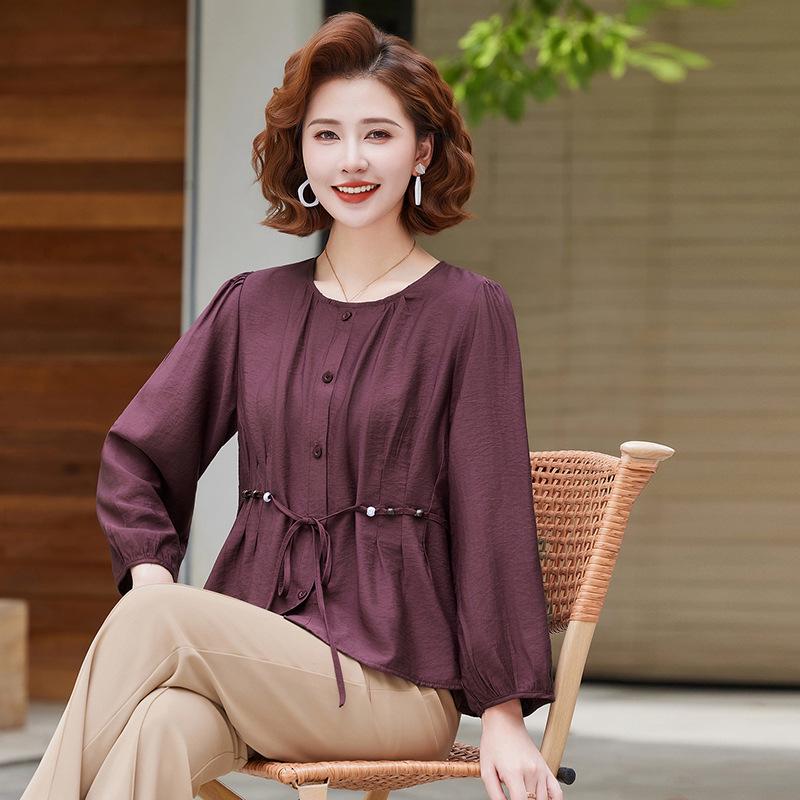 

2026 Spring/Summer Waist-Cinching Slimming T-Shirt for Middle-aged and Elderly Women 4XL for 133-143 lbs