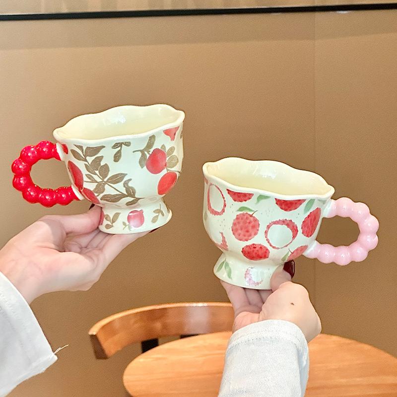 High Value Design Ceramic Mug Cute Fruit Cup Gift Box Girls Coffee Breakfast Cup Birthday Gift
