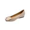 Height Increase 5cm Metal Square Buckle Classic Patent Leather Flat Shoes Women's 2025 New French Square Head Shallow Mouth Single Shoes