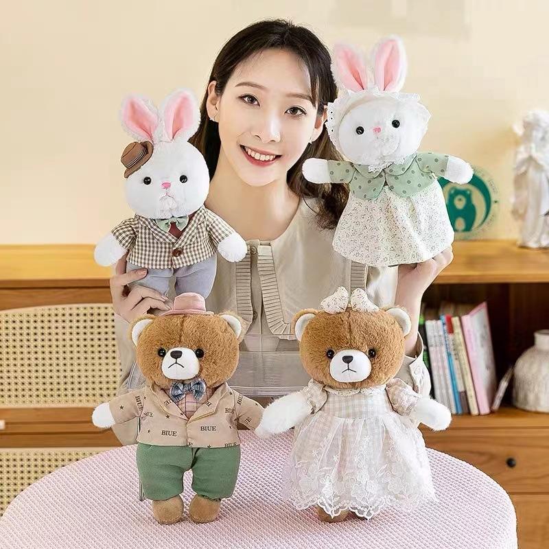 Cute Love Bear Teddy Bear Couple Little White Rabbit Couple Giving Birthday Gifts To Men and Women Valentine's Day Partner