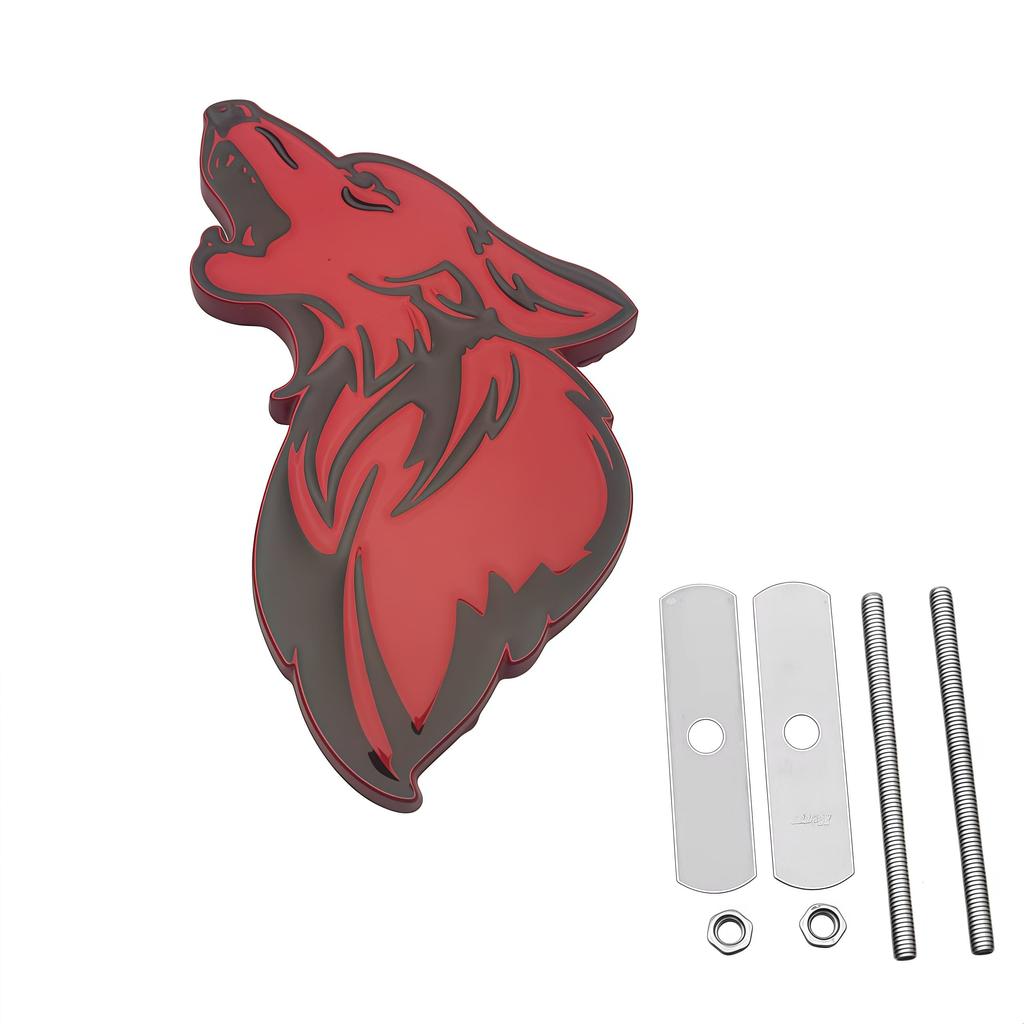 3D Metal Wolf Logo Car Front Grille Badge Side Fender Rear Trunk Emblem Sticker Decal  Car Exterior Decorative Accessories