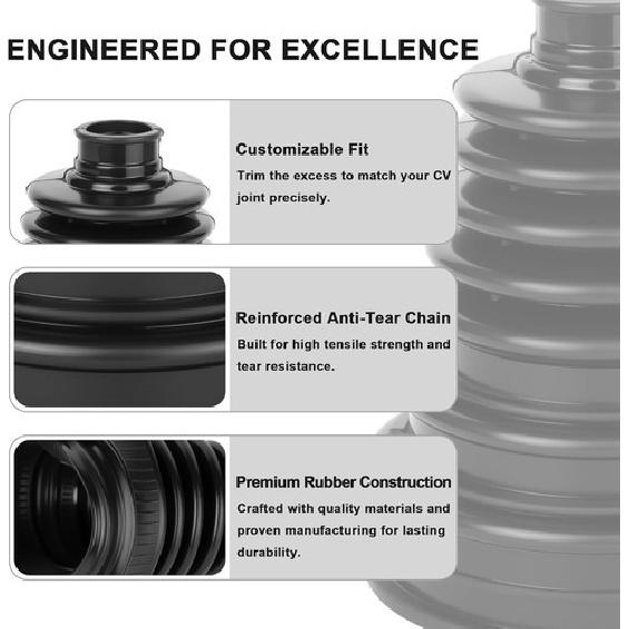 2-Pack Universal CV Axle Boot Repair Kit with Clamps, Flexible Silicone CV 2