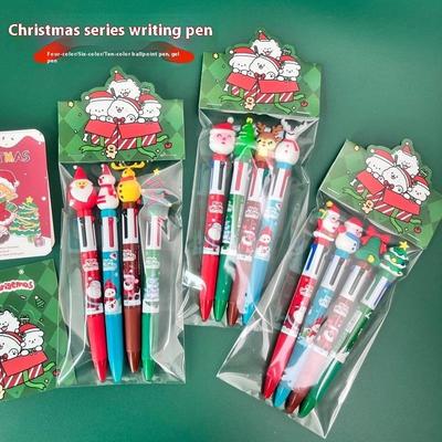 Kreslená vánoční kuličková tužka Santa Claus Barevná příruční lisovací tužka, Studentské vánoční dárky Papírnické ceny