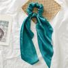28cm Long Ribbon Satin Scrunchies Solid Color Fashion Bow Ponytail  Hair Ties Women Girls Elastic Hair Bands Headwear Accessory