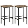 Industrial Bar Stools, Set of 2 Kitchen Breakfast Bar Chairs with Footrest, Counter Height Island Stools for Dining Area, Home Pub, Rustic Brown