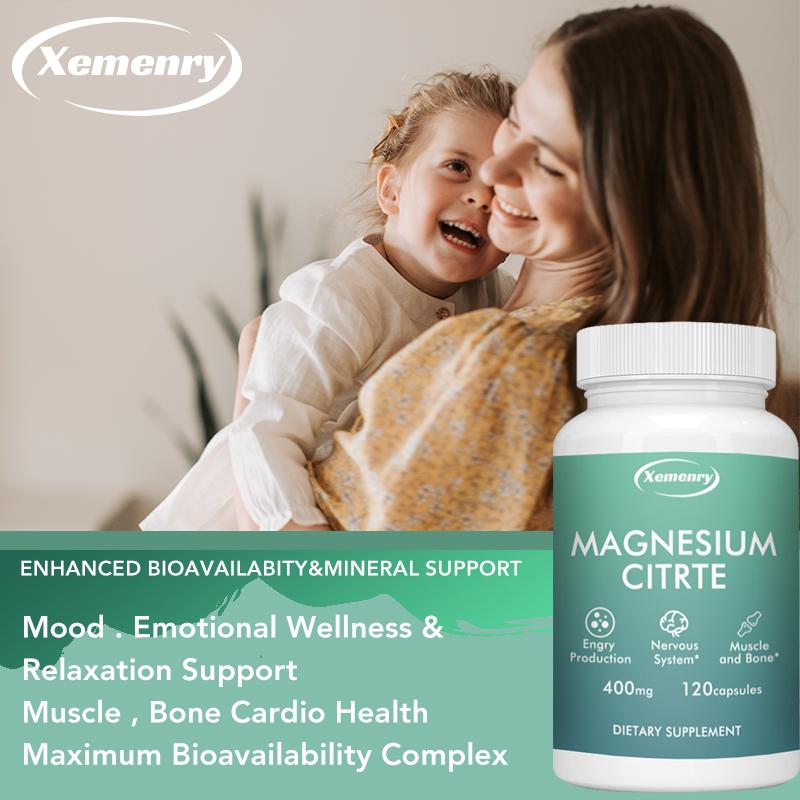 Magnesium Citrate Capsules, 400mg, Magnesium Supplement, Adult Dietary Supplement, Nutritional Supplement.