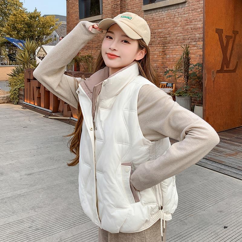 New Women's Cold Thin Jacket Cotton Clothing Fashion Versatile Thickened Warm High-quality Fabric Lightweight Vest Coat