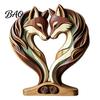 Hand Polished Wood Decor Wooden Animal Ornament with Stable Base, Double Layer Carved Figurine, Rustic Crafts for Office Heart Shape Sculpture