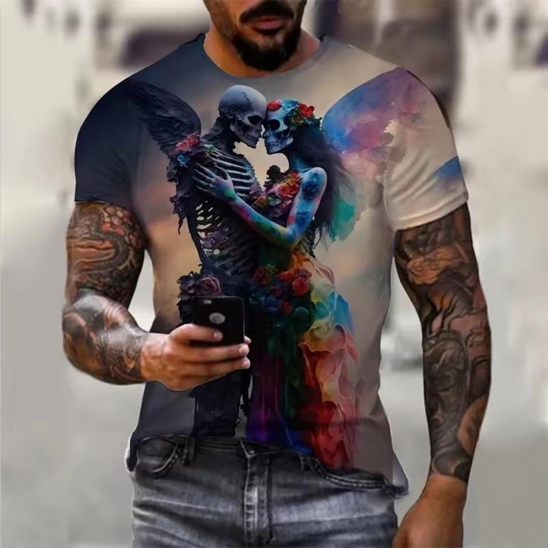 Men T Shirts Skull Print Tee Shirt Men Skull Graphic Tees Men's Summer Clothes Men T Shirts Short Sleeve Tee Harajuku Clothes