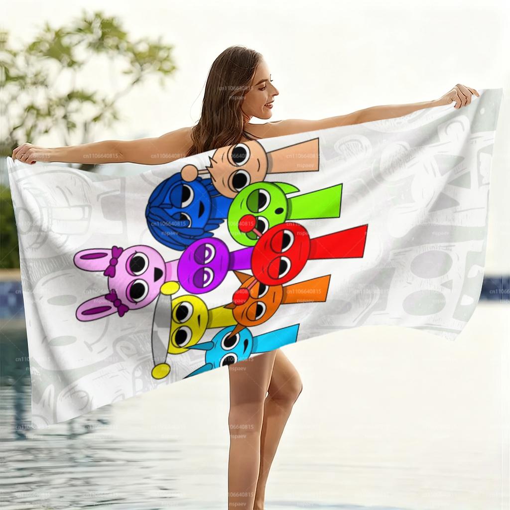 Cute Game Characters Beach Towel Soft Microfiber Bath Towel for Kids Beach Pool Bathroom Decor