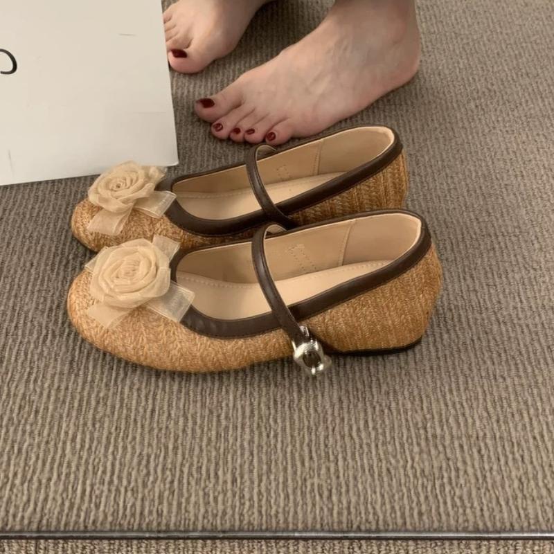 Fashion Flower Women Loafers Shoes Fashion Casual Woman Sandals Elegant Mary Jane Shallow 2025 Designer Summer Soft Mujer De Zapatillas