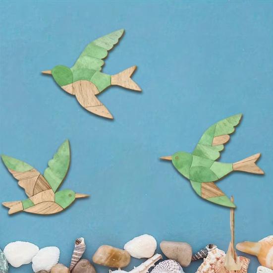 3Pcs/Set Wooden Flying Bird Wall Decoration, Farmhouse Rustic Bird Shape Wall Art, Wall Hanging Ornament for Living Room, Home, Office