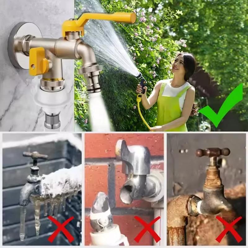 1-4pcs 4/6'' Garden Hose Brass Tap Faucet One Into Two Out 4 Points All Copper Faucet for Outdoor Garden Balcony Hose Connector
