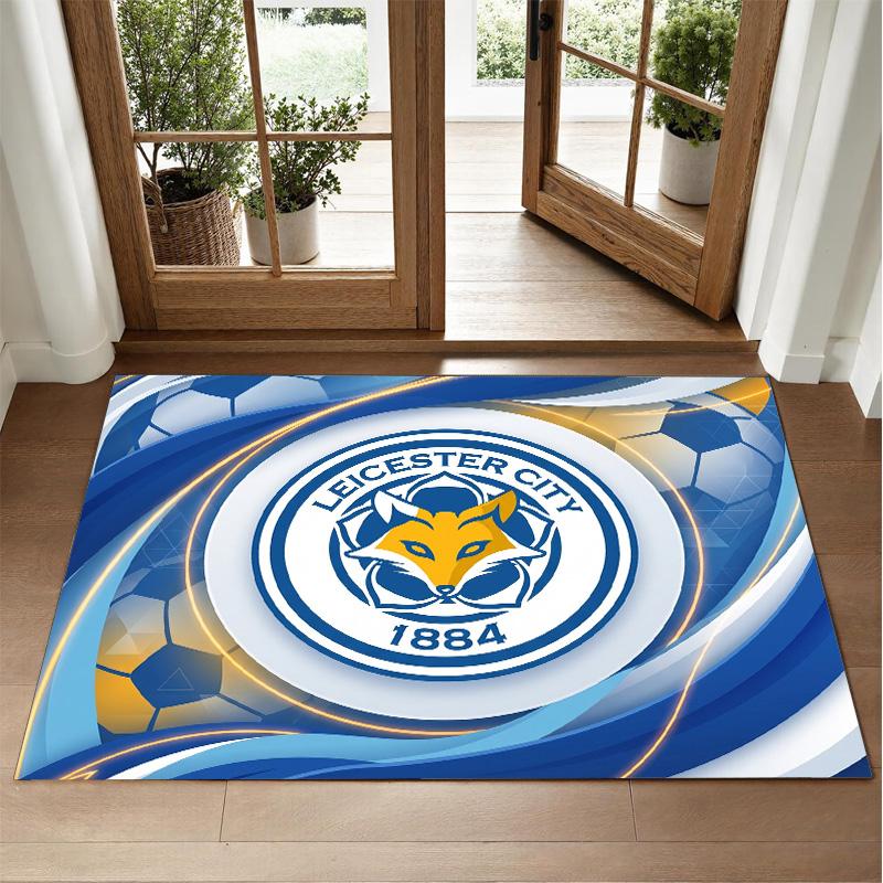 Leicester City Football Design Crystal Velvet Rug Soft Decorative Mat for Bedroom Entrance