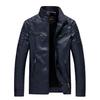 Men's Trendy Leather Stand Collar Motorcycle Jacket for Autumn and Winter