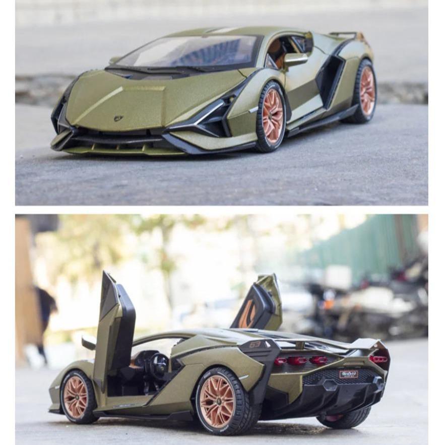 1/18 Lambor Car Model Alloy Diecast Boys Toy SIAN FKP37 Supercar High Simulation 4 Door Opened with Light Collections Kids Toy