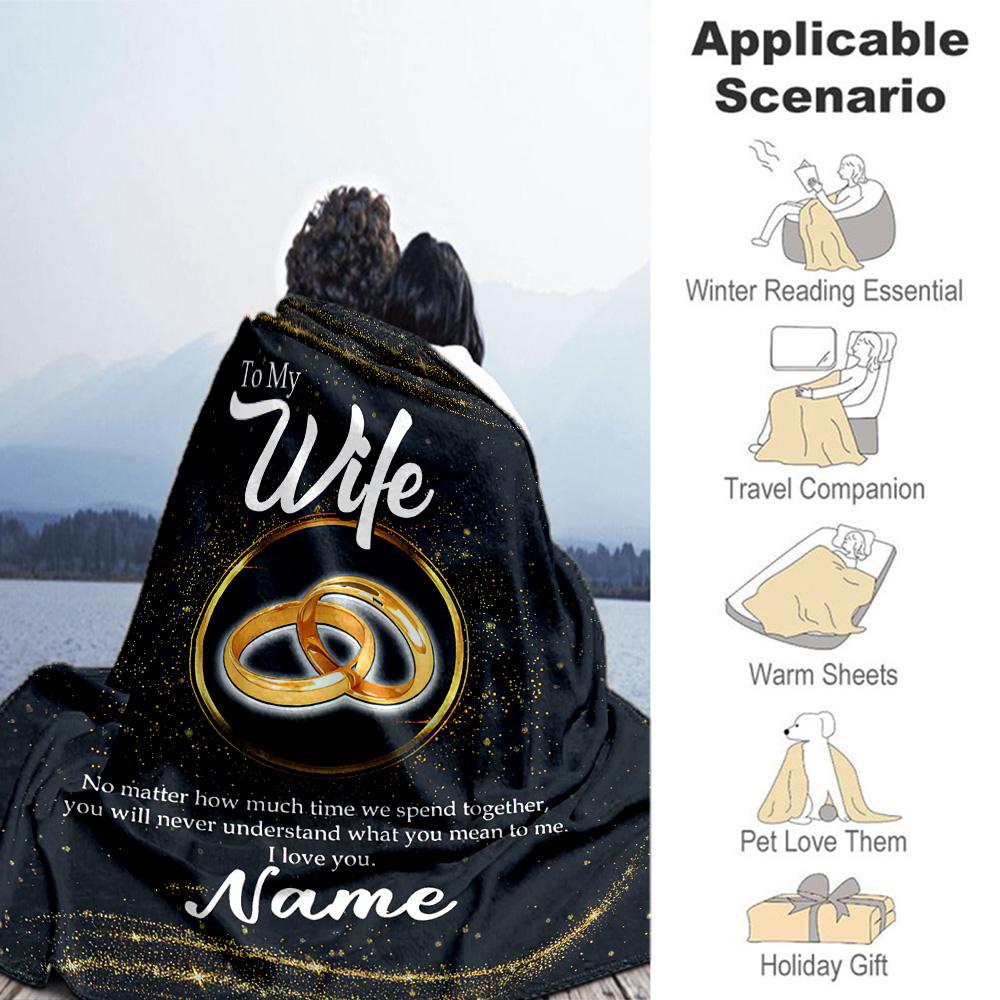 Wife Customize Text Blanket Throw Customizable Blanket Soft Warm Cozy Versatile for Bed Office Chair Office Seaside Four Seasons Universal