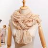 All-Season French-Style Vintage Solid Color Crinkle Pleated Scarf Lightweight Pleated Neck Scarf Shawl, Versatile Solid Color Autumn and Winter