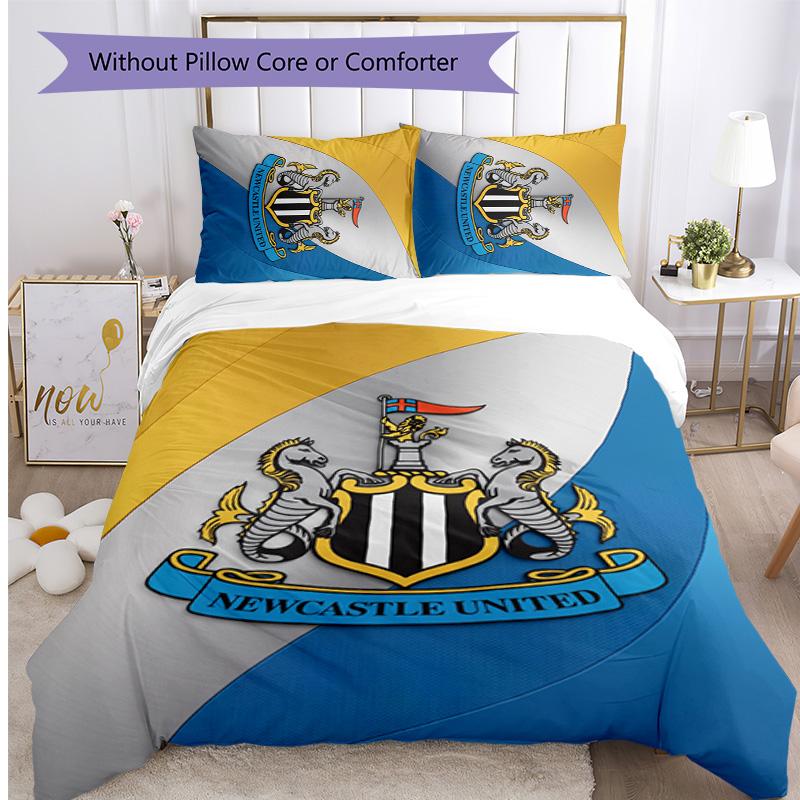 Set Lenzuola Stampato Newcastle United Football 3 Pezzi, Comodo Set Copripiumino per Camera da Letto Amico della Pelle