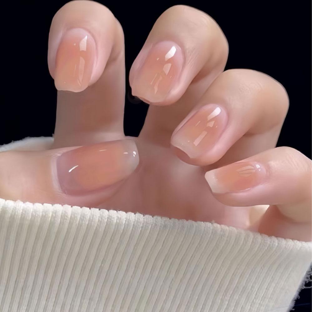 Clear Blush Fairy Nail Stickers - Detachable, Short Early Summer Nail Art for Students