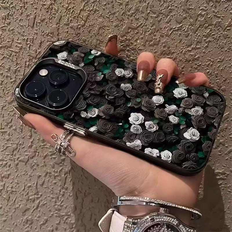 Black and White Rose Energetic Phone Case for iPhone 17/16/15/14/13 Promax