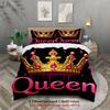 3pcs Black Queen Bedding Set Gifts For Couples Girls 3D Printed Crown Adult Soft Duvet Cover With 2 Pillowcases Bedroom Decor