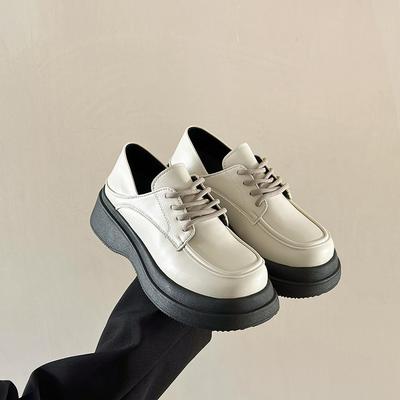 New French British Style Women's Muffin Bottom Loafers Soft Elastic Shock-absorbing Non-slip Height-enhancing Sports and Leisure Shoes