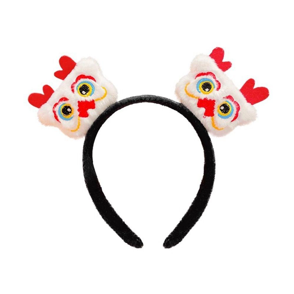 Lion Dance 2024 Happy New Year Headband Cartoon New Year Headdress Dragon Doll Headband  Girl
