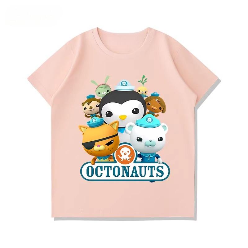 Potdemiel Octonauts Children's Pure Cotton T-Shirt, New Summer Style, Comfortable and Breathable Children's T-Shirt