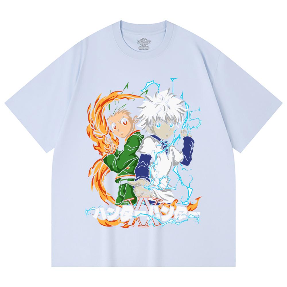 230 Gsm 100% Cotton HXH V7 Gon Killua Print Unisex Heavy Cotton T Shirt