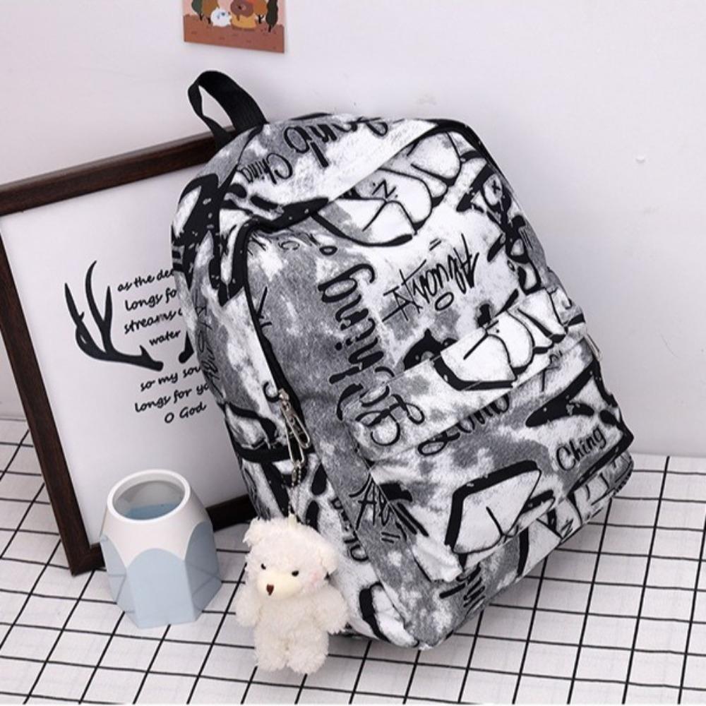 Fashion Women's Backpack Casual School Bags for Girl Graffiti Students Schoolbag  Commuting