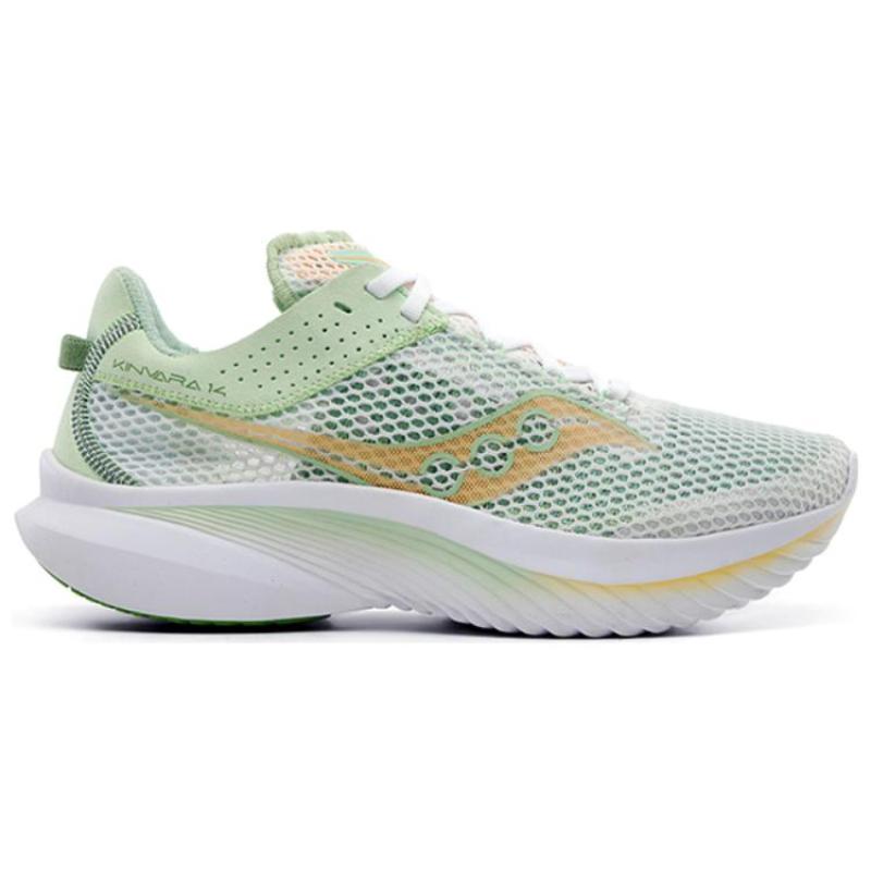 Saucony Kinvara Elite 14 Slip Resistant, Abrasion Resistant, Lightweight Low Top Running Shoes Women's White Green Saucony S10823-100