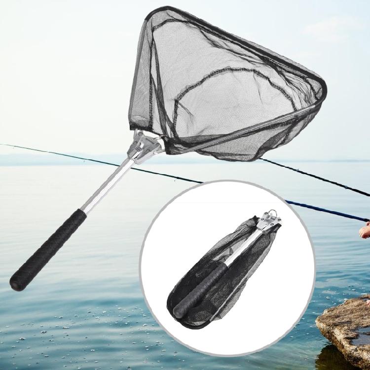 Foldable Landing Net Aluminum Alloy Frame Fishing Landing Net Replacement Triangular Fishing Net  for Easy Catches