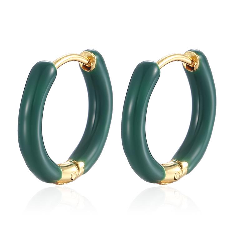 Round Wire Oil Drop Circle Stainless Steel Earrings - Retro Dopamine Design