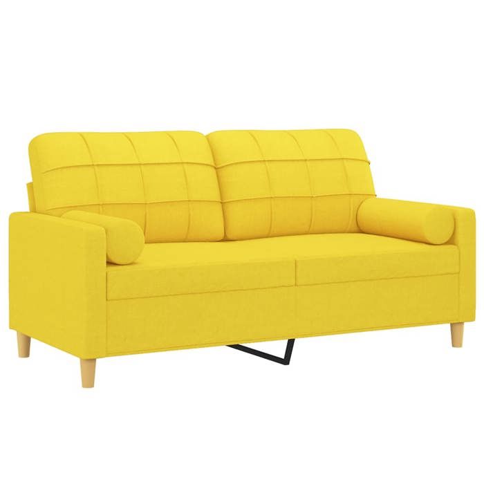 VidaXL Canapé 2 places avec oreillers jaune clair 140 cm tissu, canapé, causeuse, canapé de salon, canapés, canapé 3200787